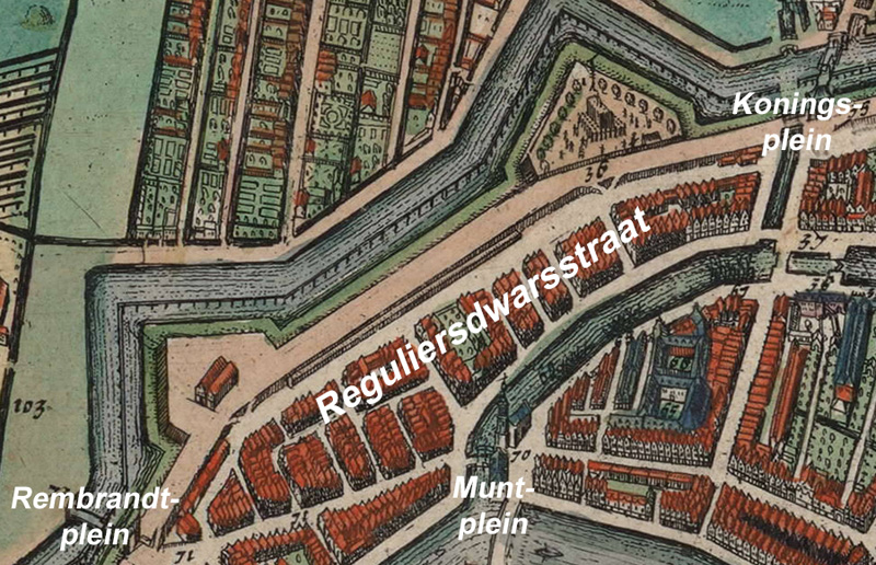 De Reguliersdwarsstraat in 1649