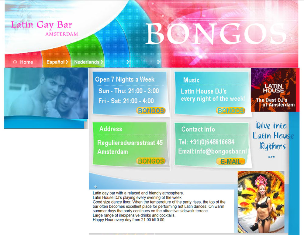 Website van Latin Gay Bar Bongos